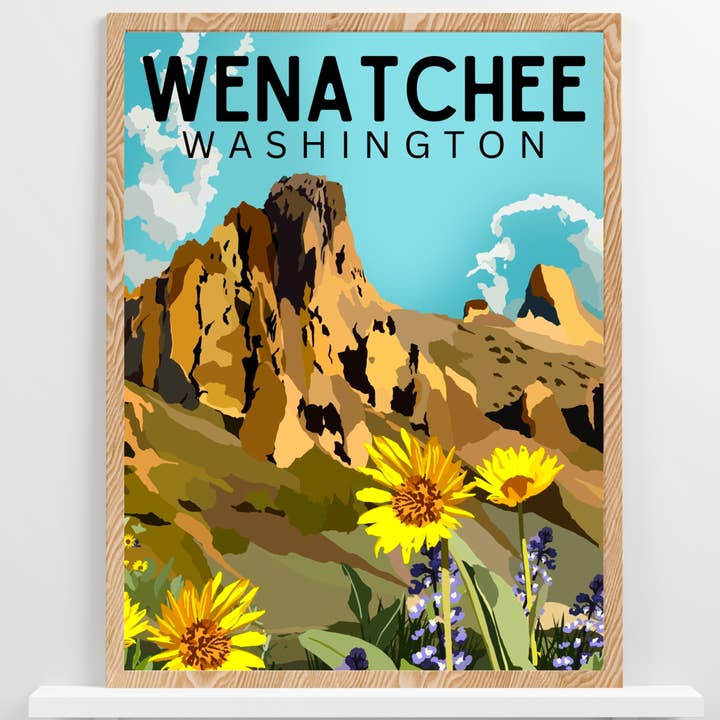 Poster di viaggio Wenatchee Saddlerock | Central Washington per la vendita all'ingrosso da parte di Wild Life Design Co.
