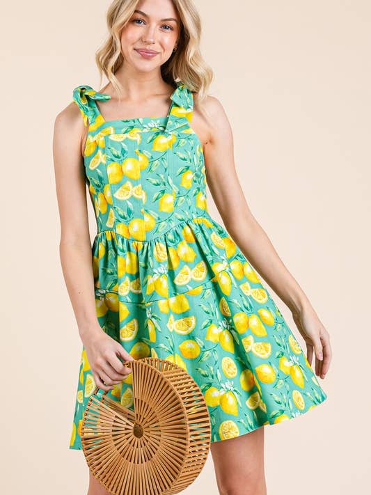 Lemon Stretch Denim Mini Sundress, MD51467 for wholesale by GeeGee x Lovelo