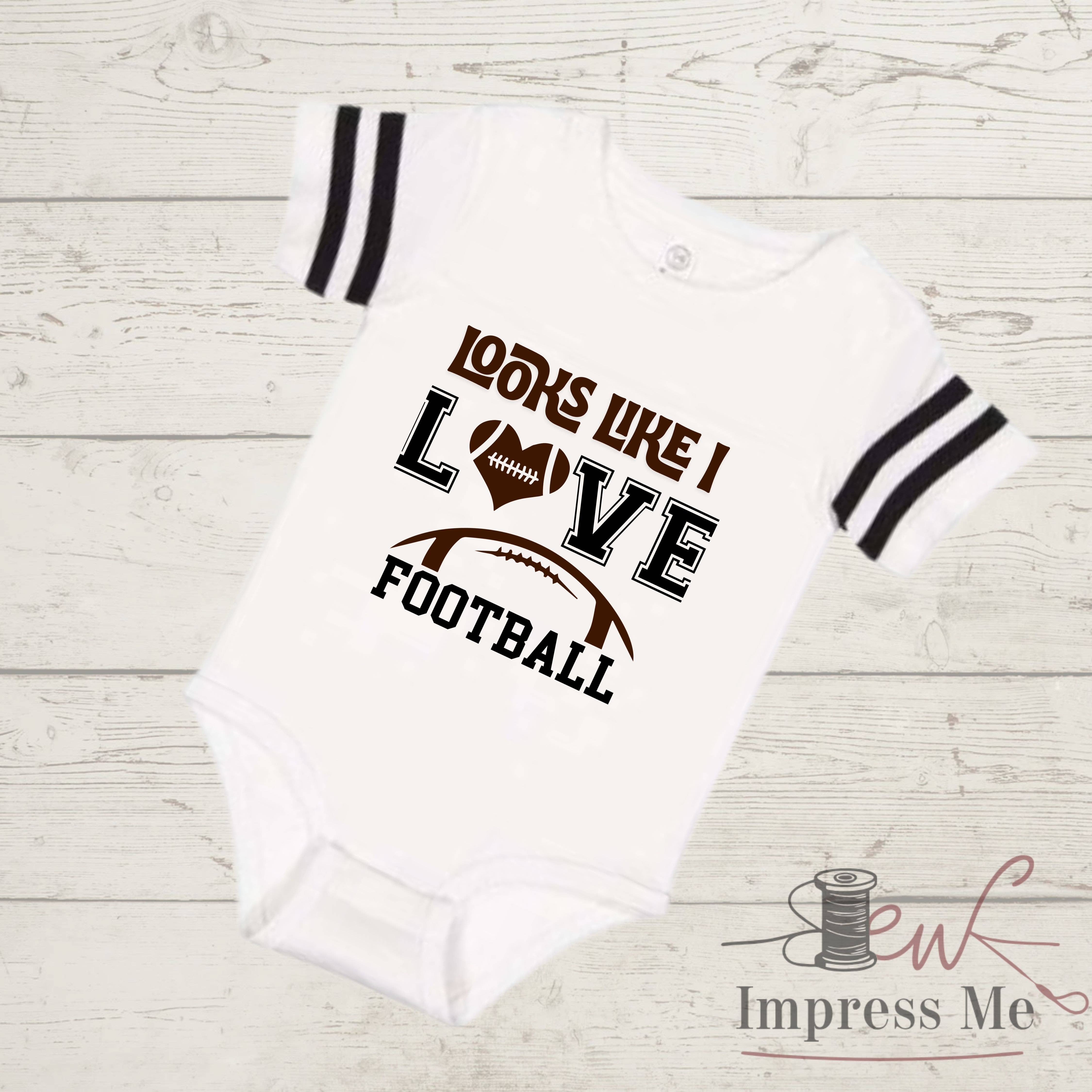 Sew Impress Me - Wholesale Bodysuit (Non-Footed) - Baby - "Looks Like I" Love Football Sports Onesie | Baby Apparel1