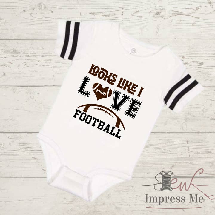 Sew Impress Me - Wholesale Bodysuit (Non-Footed) - Baby - "Looks Like I" Love Football Sports Onesie | Baby Apparel1