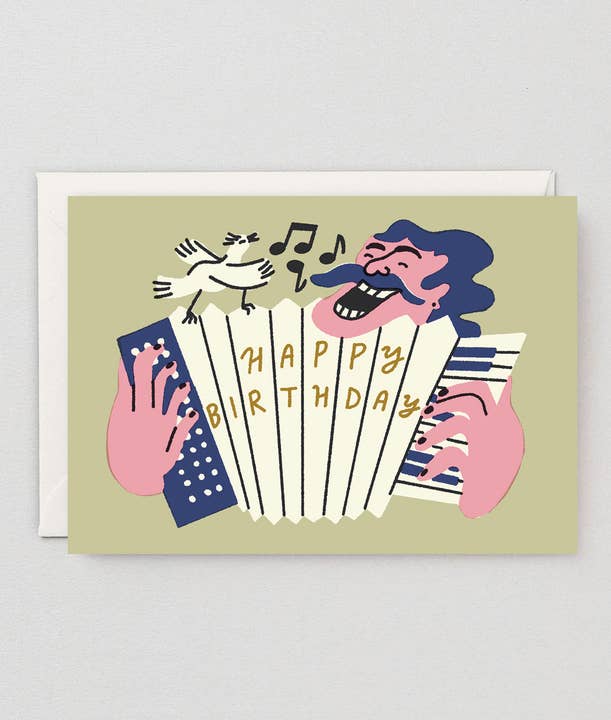 Wrap (US duties paid) - Wholesale Birthday Card - ‘Happy Birthday Accordion’ Greetings Card1