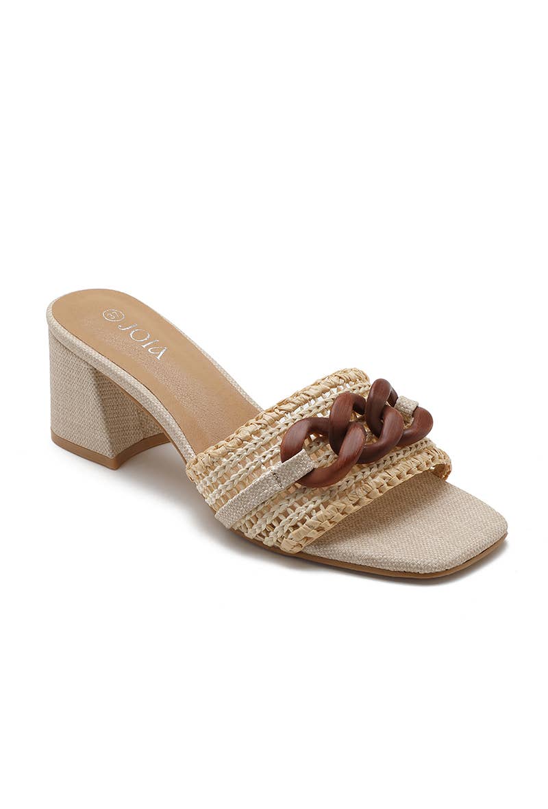 Joia Paris - Wholesale Mules - Women's - Canvas heeled mule with wood-style buckle HK-13157