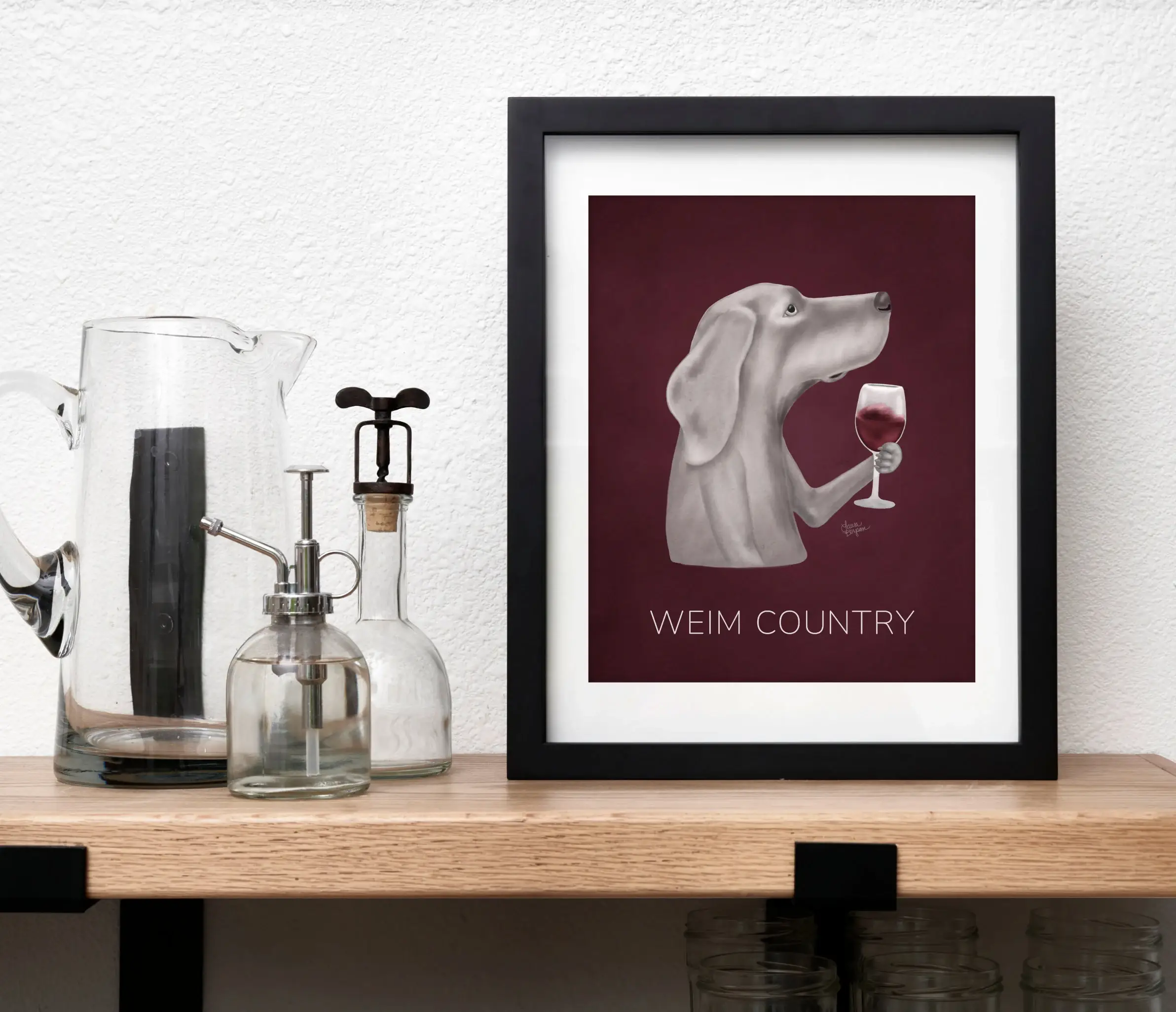 Laura Bergsma Studio - Wholesale Art Print - Weimaraner Dog Art Print, Weim Country6