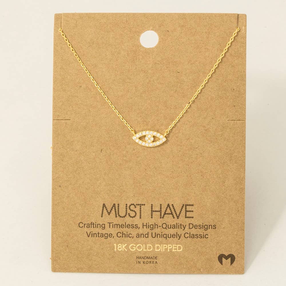 Fame Accessories - Wholesale Pendant/Charm Necklace - Gold Dipped Evil Eye Jewel Pendant Necklace1