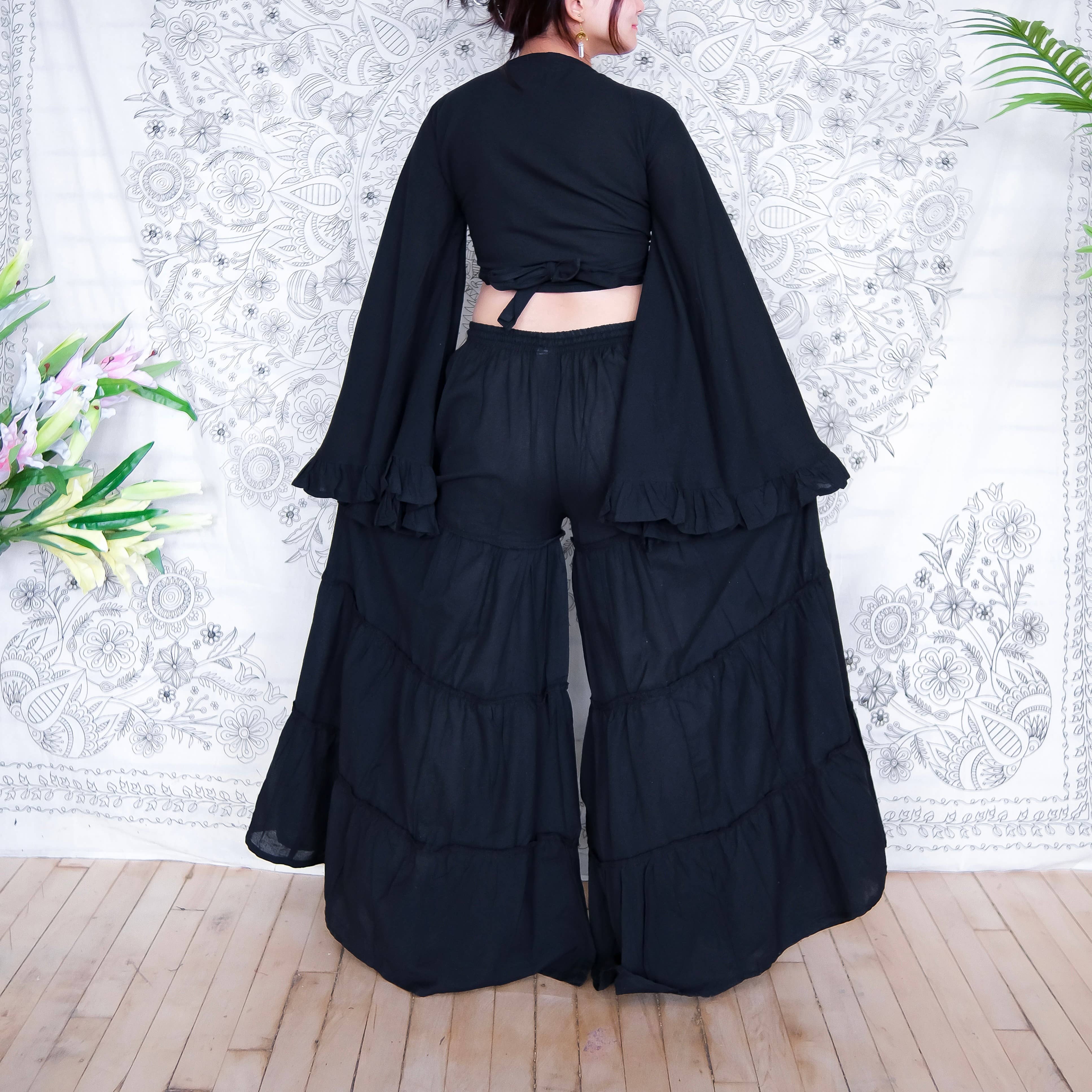 Karma Nepal Crafts - Wholesale Top & Pant Set (NOT Loungewear) - Women's - Cotton Flowy Tiered Pant with Ruffle Sleeve Set1