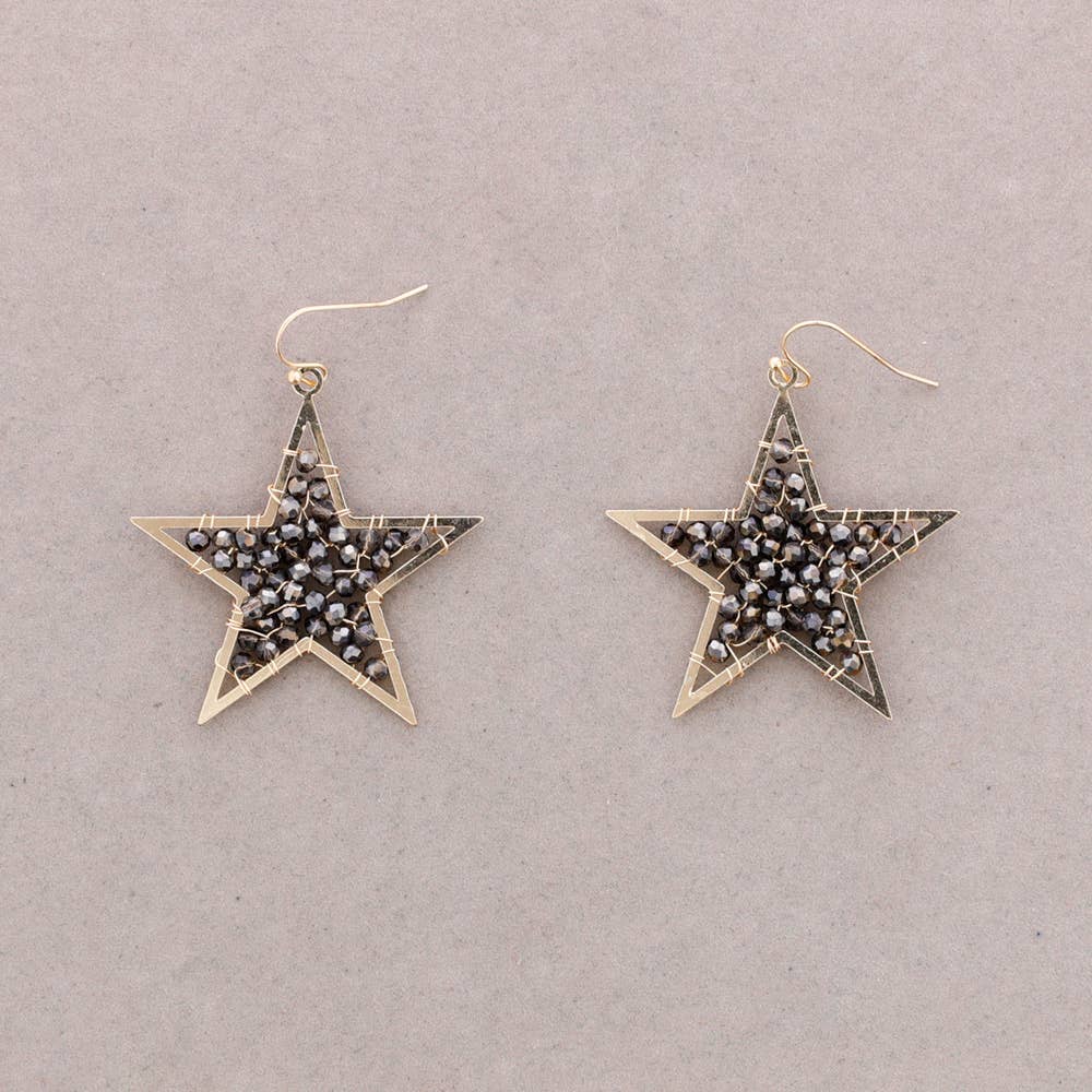Sonata - Wholesale Snap Jewelry - Star Earrings Metal Faceted Crystals1