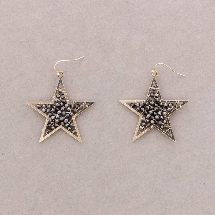 Sonata - Wholesale Snap Jewelry - Star Earrings Metal Faceted Crystals1