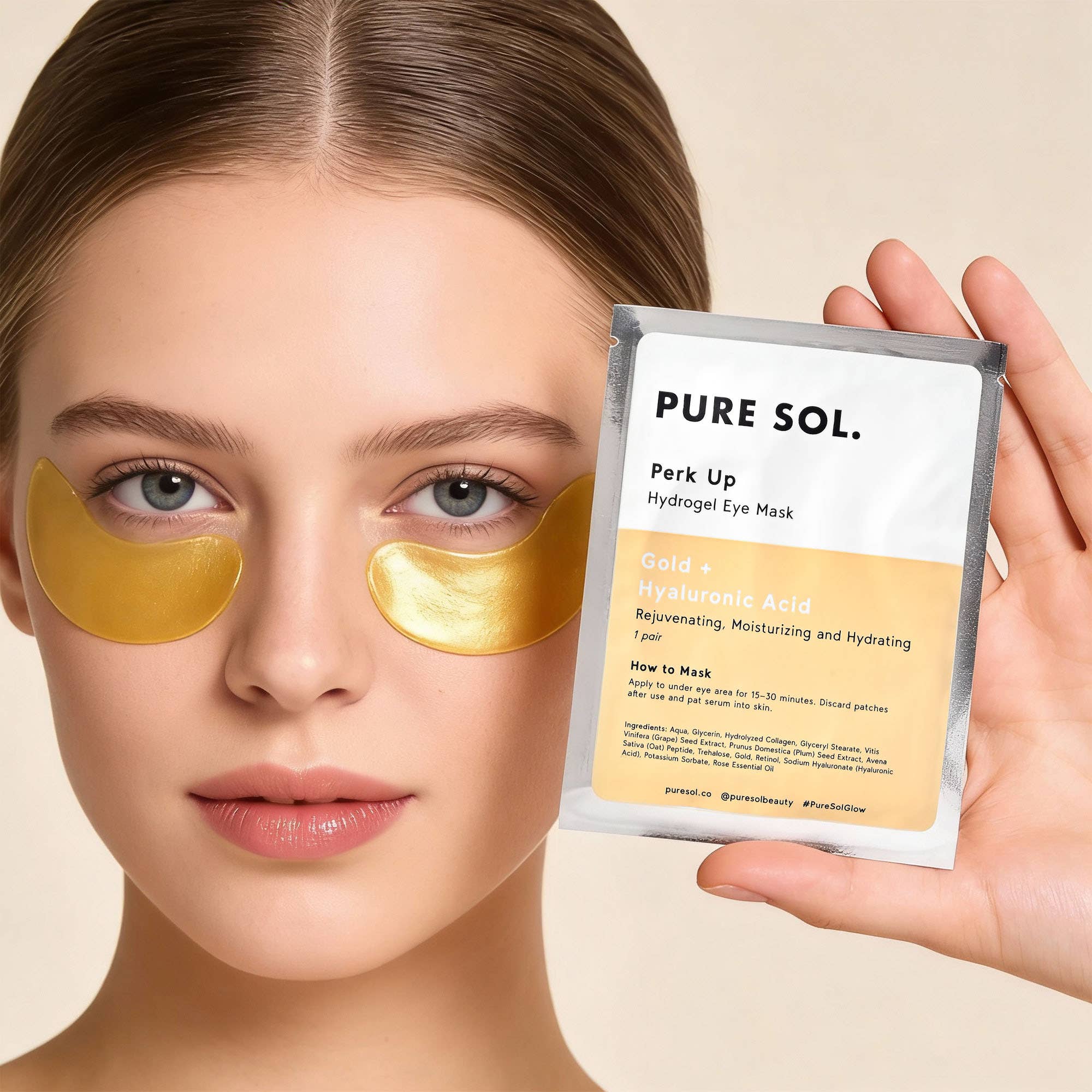 PURE SOL. - Vente Masques de traitement yeux - Masque pour les yeux Perk Up Gold - Sachet individuel13