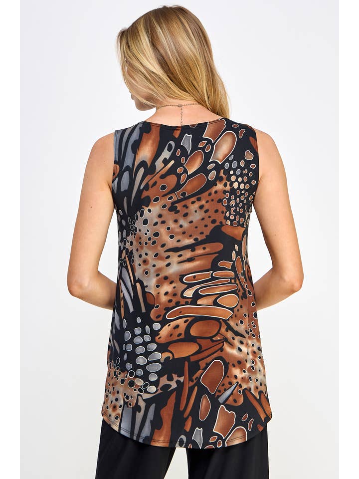 Jostar - Wholesale Tunic - Women's - Print Boat Neckline Top-2063HT-TRP1-W207
