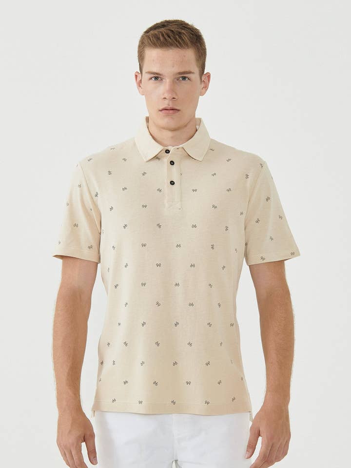 ORGANICATION - Wholesale Polo - Men's - Poloshirt aus Bio-Baumwolle mit Allover-Print0