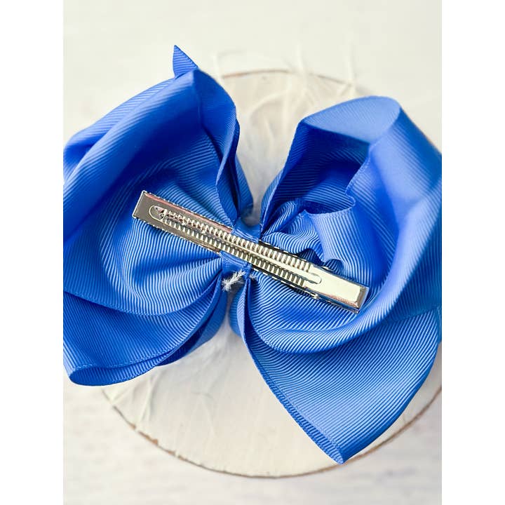 The Hair Bow Company - Wholesale Hair Bow - Kids - Texas Size Royal Blue & White Feather Puff Hair Bow