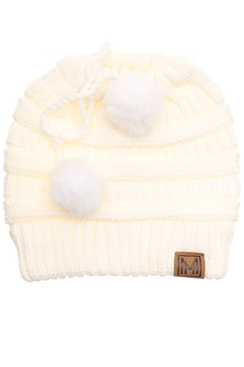 Fashion City - Wholesale Beanie - Women's - Women's Ponytail Adjustable Pom String Knit Hat11