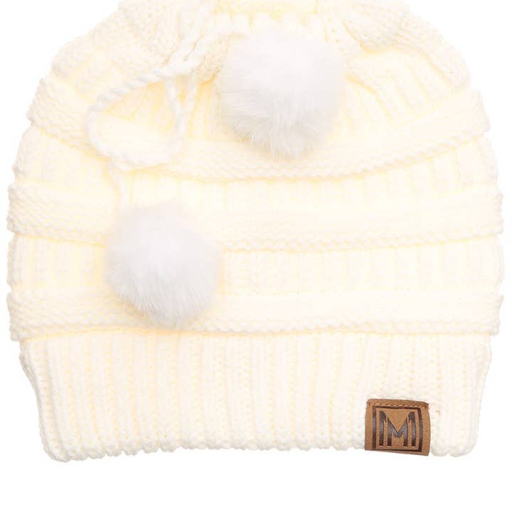 Fashion City - Wholesale Beanie – Women's - Women's Ponytail Adjustable Pom String Knit Hat11