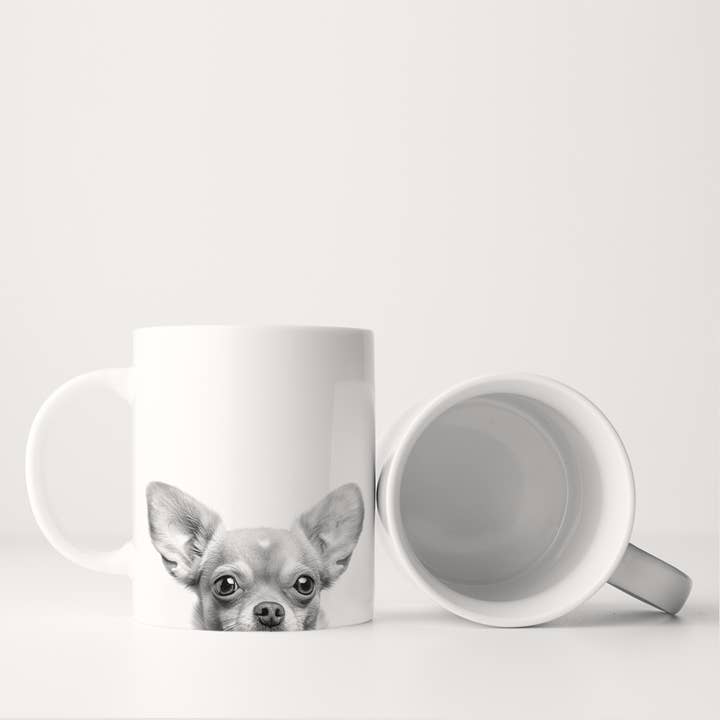 Peeking Chihuahua 1 Mug for wholesale by Perkie Prints
