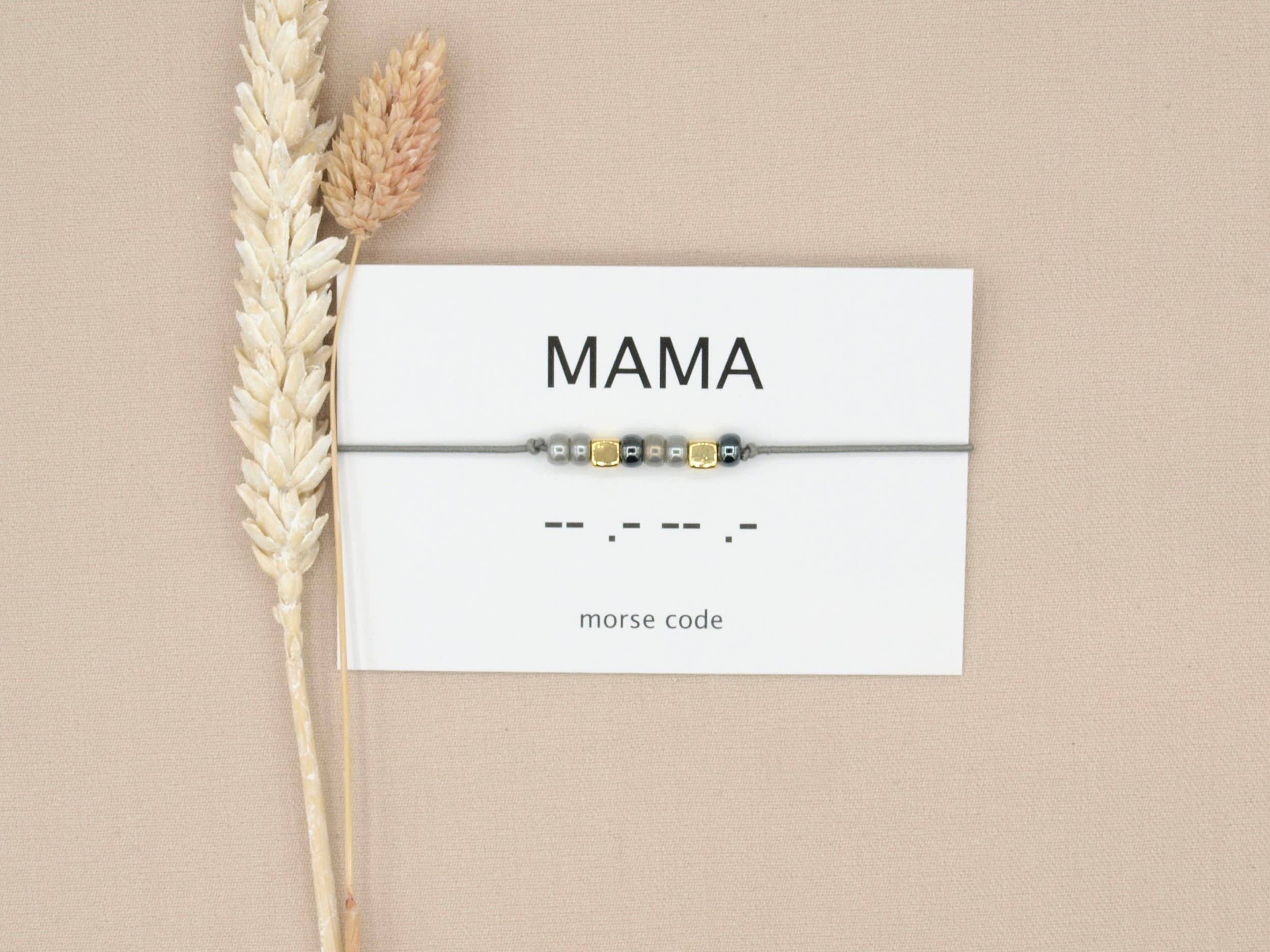 by Indah - Vendita all'ingrosso Bracciale con perline - Fascia da braccio con codice Morse Mama (argento, rosé goud, goud)6