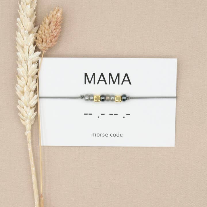 by Indah - Vendita all'ingrosso Bracciale con perline - Fascia da braccio con codice Morse Mama (argento, rosé goud, goud)6