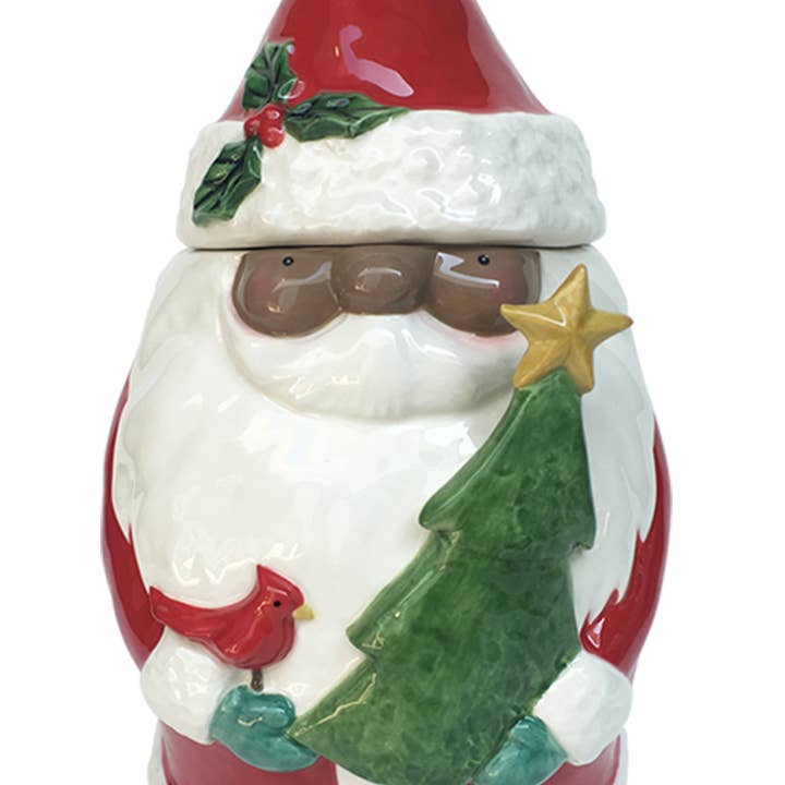 Blue Sky Clayworks - Wholesale Cookie Jar - AFRICAN AMERICAN SANTA HOLIDAY COOKIE JAR