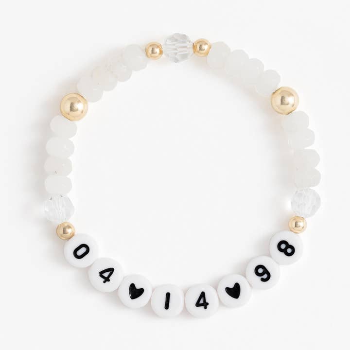 Birthstone Beaded Stretch Bracelet (April, Diamond) for wholesale by Names For Good