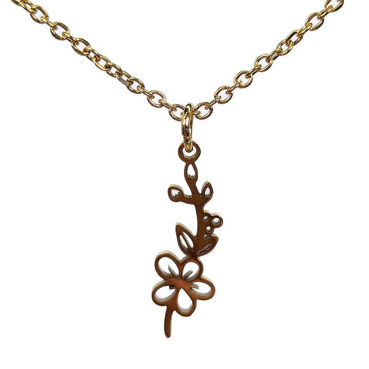 Guld rostfritt stål födelsedagsblomma halsband för wholesale av Stylish Jewelry Supply