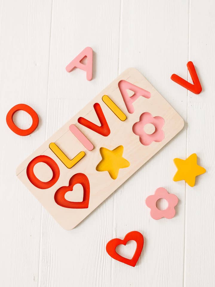 Quebra-cabeça personalizado com nome para presente de bebê menina, presente para chá de bebê por atacado de Woodinout