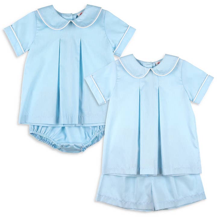 Blåt Piqué Sæt for engroshandel hos Shrimp and Grits Kids