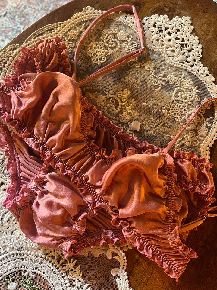 Clare Bare - Wholesale Bralette – Women's - Oleander Bralette in Organic Dyed Silk Charmeuse2