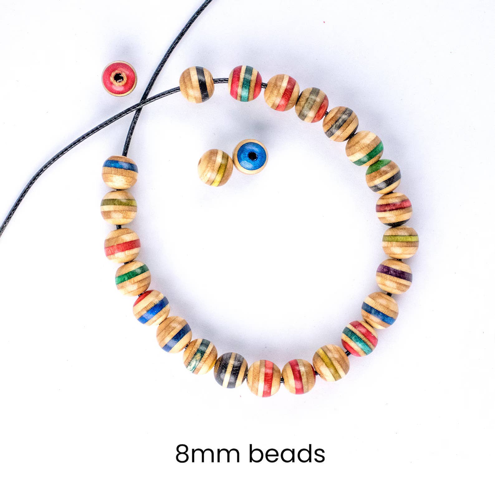 Skate4create - Wholesale Beads - Recycled Skateboard Beads – Eco-Friendly Wood Beads 10mm 8mm3