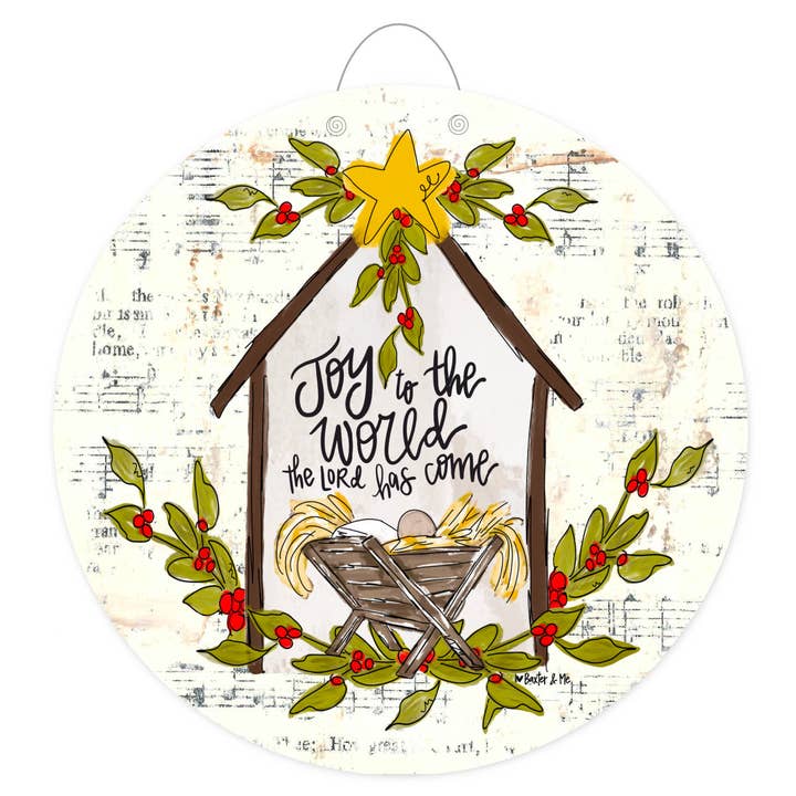 Baxter & Me - Wholesale Door Hanger - Joy to the World Star Manger Door Hanger1