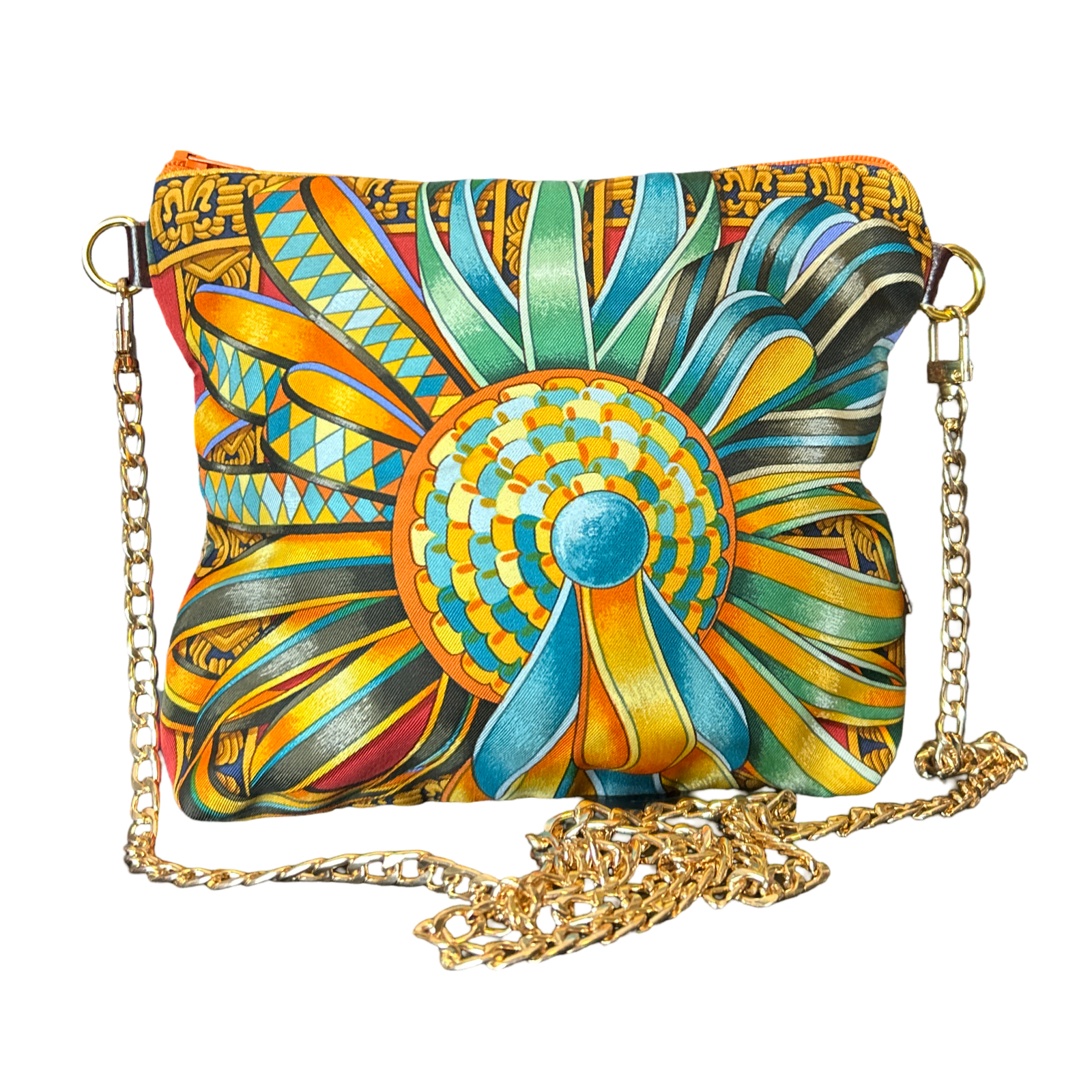 Vintage Luxe Up - Wholesale Crossbody Bag - Women's - Rubans du Cheval Venetian Red Vintage Silk Scarf Crossbody Bag2