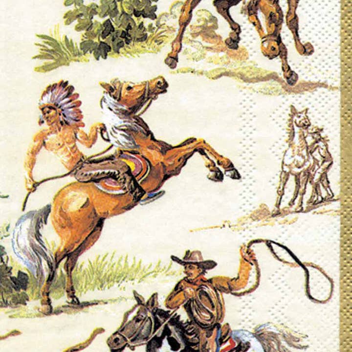 Paper Guest Towels 16 count Wild West Cream for wholesale by Boston International