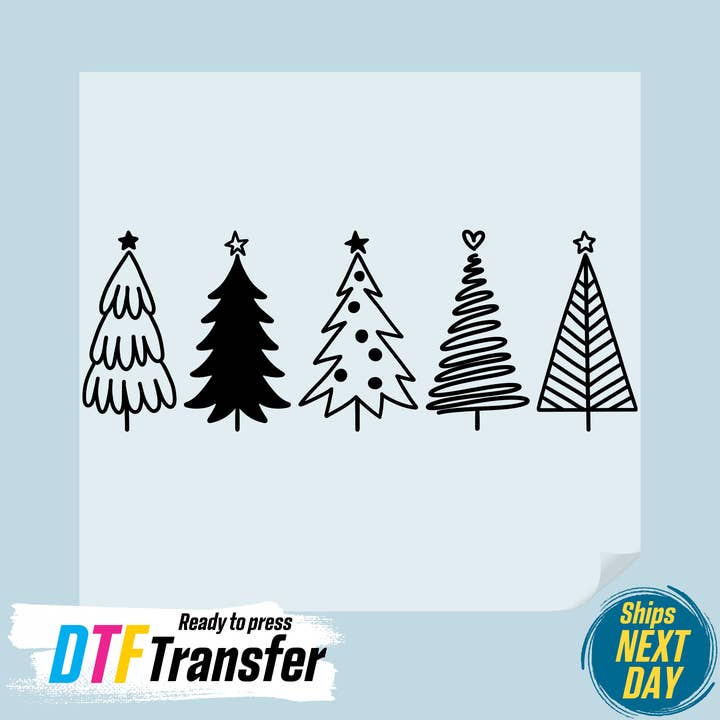 Christmas Five Trees DTF Transfer for wholesale by DTF Office