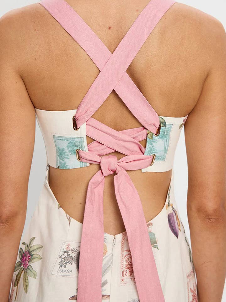 WHITE Tropical Print Vacation Dress for wholesale on Faire4