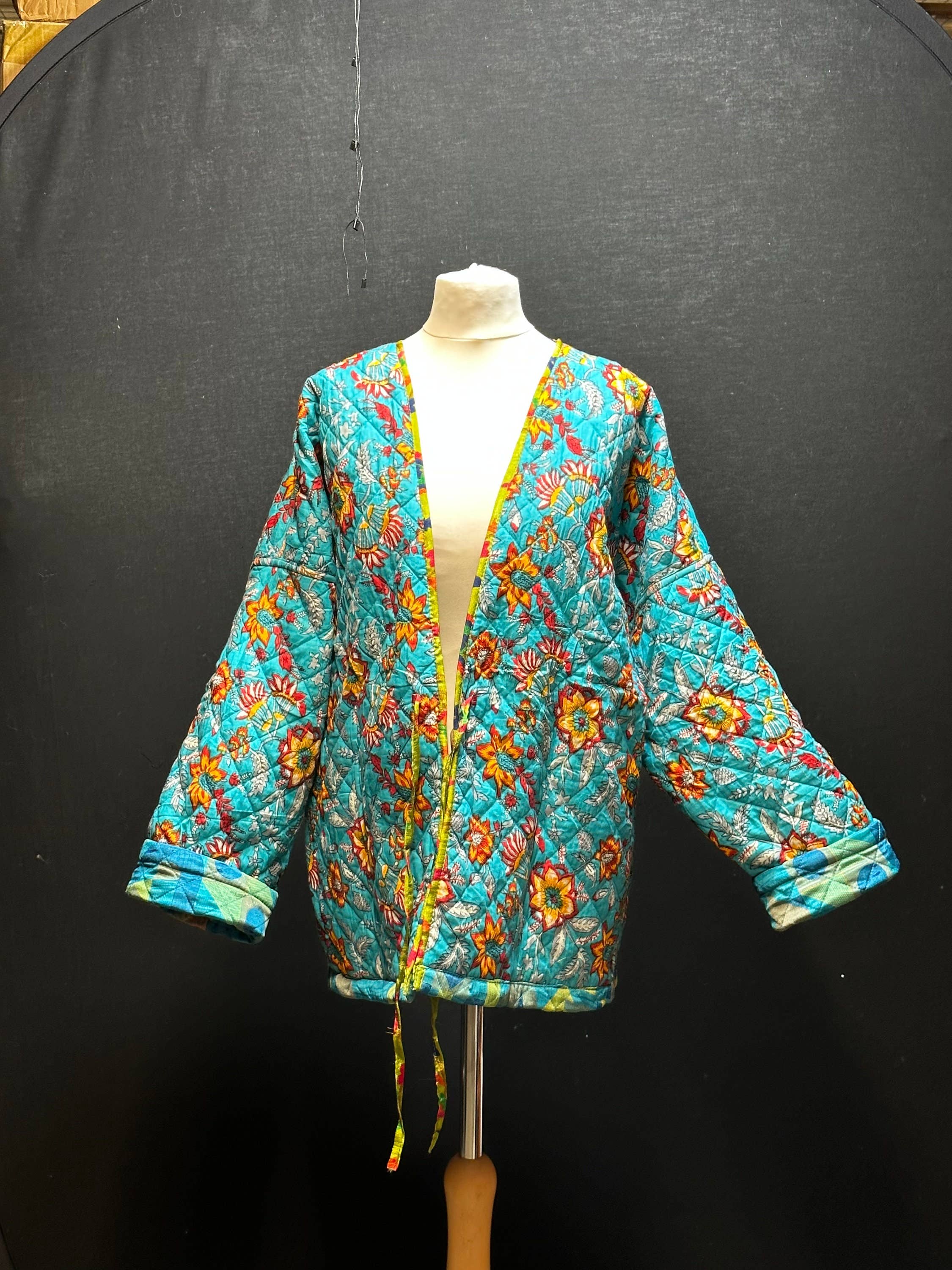 Funky Yak Ltd - Wholesale Jacket - Women's - Vintage Recycled Silk Reversible Boho Quilted Jacket.3