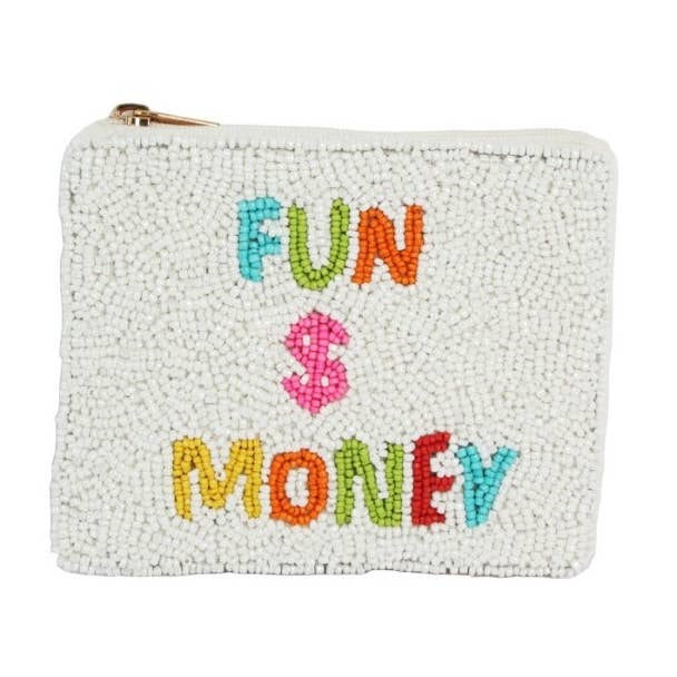 Ladies Fully Beaded FUN $ Theme Coin Purse for wholesale by Nima Accessories Inc