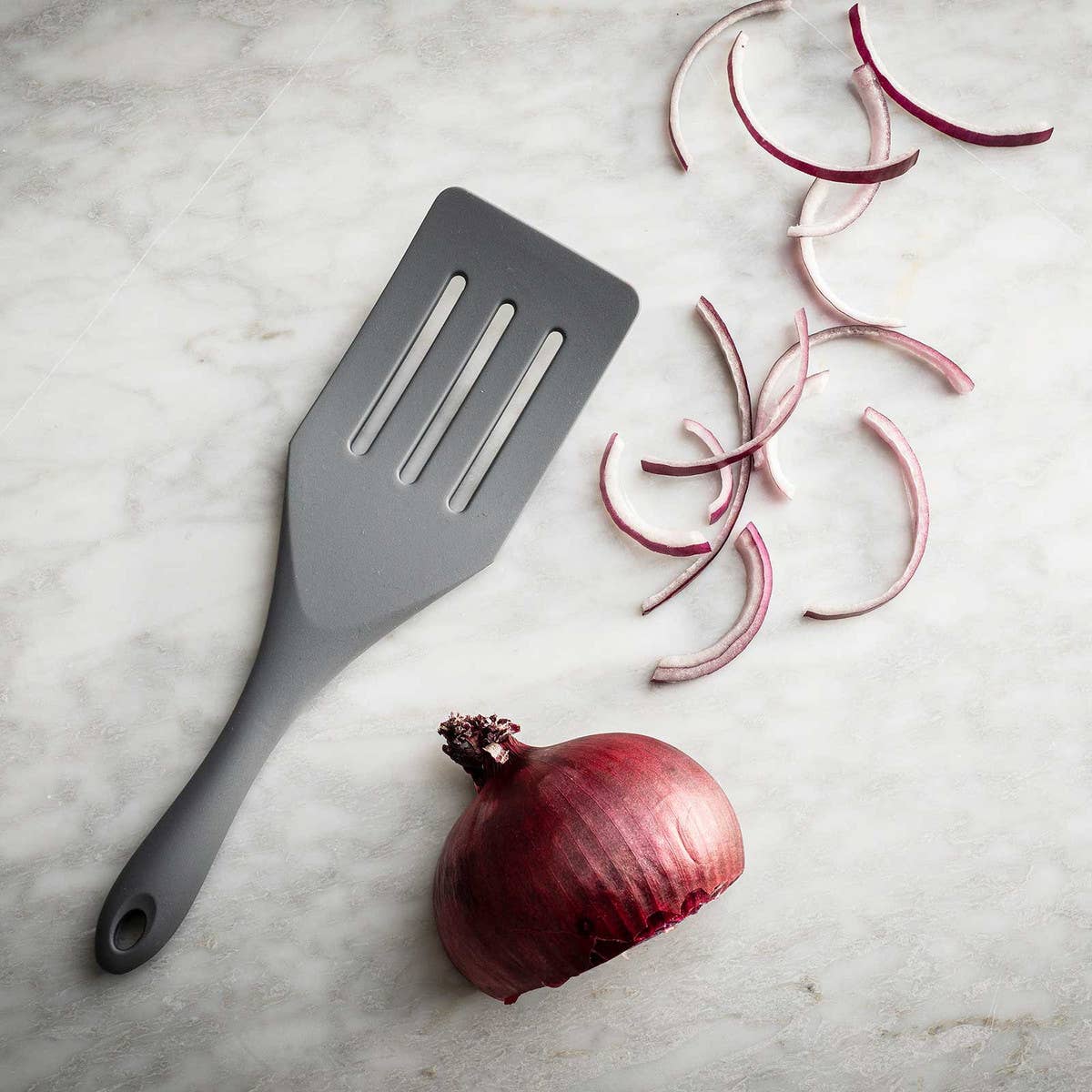 TableCraft Products Company - Wholesale Spatula/Turner - Wide Silicone Slotted Spatula Spurtle Gray3