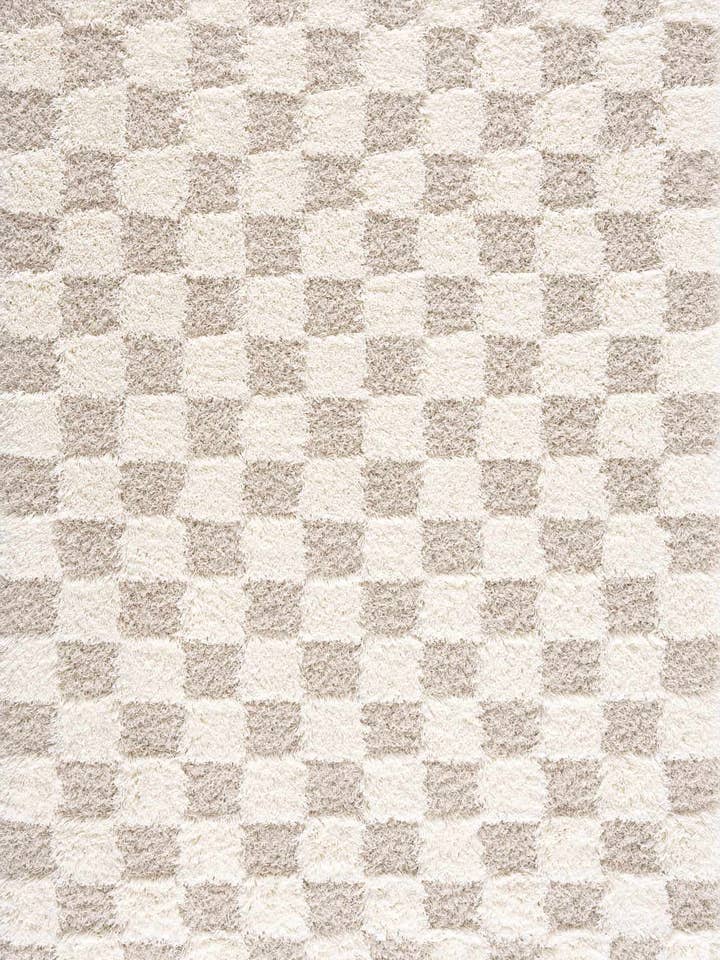 Tapis de zone à carreaux marron clair Atira pour la vente par Eastern Woven