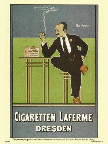 On The Wall Art Ltd - Wholesale Art Print - Art nouveau Cigaretten Laferme Dresden by Fritz Rehm Poster Art Print 30x40cm0