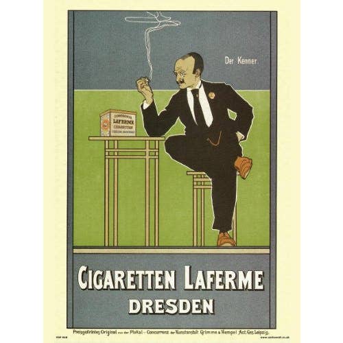 On The Wall Art Ltd - Wholesale Art Print - Art nouveau Cigaretten Laferme Dresden by Fritz Rehm Poster Art Print 30x40cm
