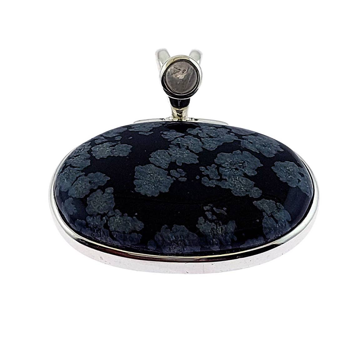 Crystal Earth Sterling - Wholesale Individual Charm/Pendant - Sterling Stone  Pendant  - Snowflake Obsedian, Moonstone2