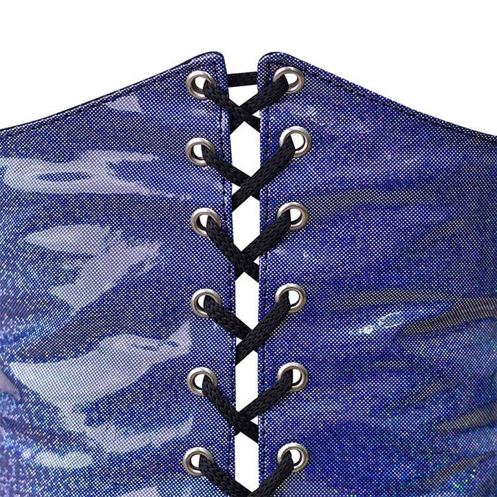 Blue PVC Waist Trainer | Women's Short Torso Corset Belt for wholesale on Faire3