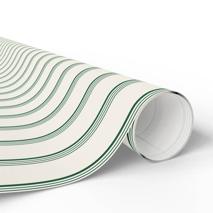 Lokipawz - Wholesale Flat Wrap - Elegant Green Striped Wrapping Paper1