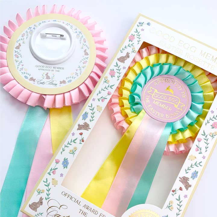 Black Bow Studio - Wholesale Decal – Party decorations - Good Egg Member Easter Rosette Badge Pastel Multi5