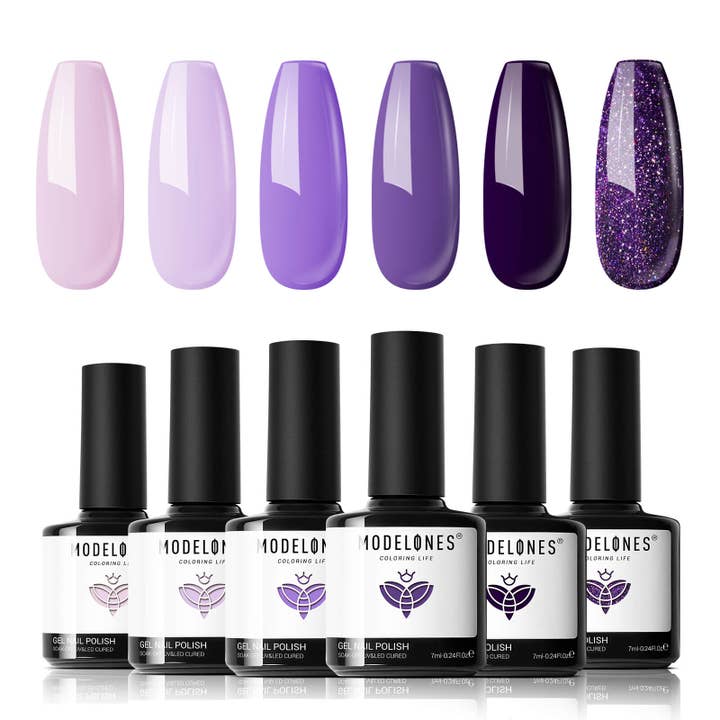 Modelones - Wholesale Nail Polish Set - Lilac Obsessions - 6 Shades Gel Nail Polish Set 7ml