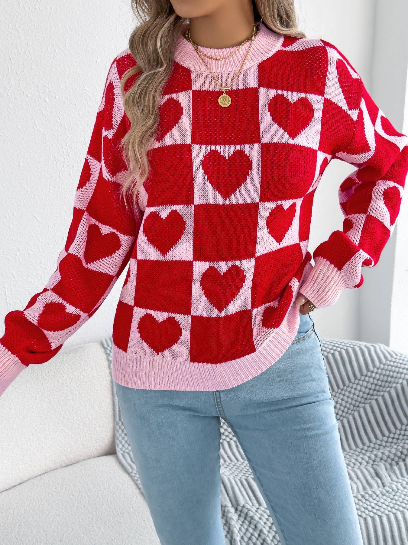 Hope & Sunshine - Wholesale Knit Sweater - Women's - Valentine's Day Lantern Sleeve Sweater12