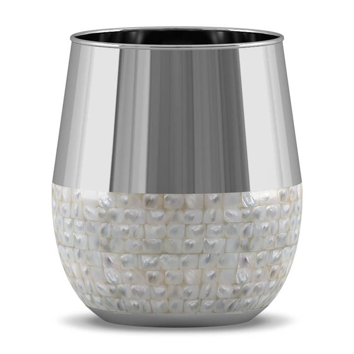 Jakarta Polished Stainless Steel & Pearl Wastebasket for wholesale by nu steel