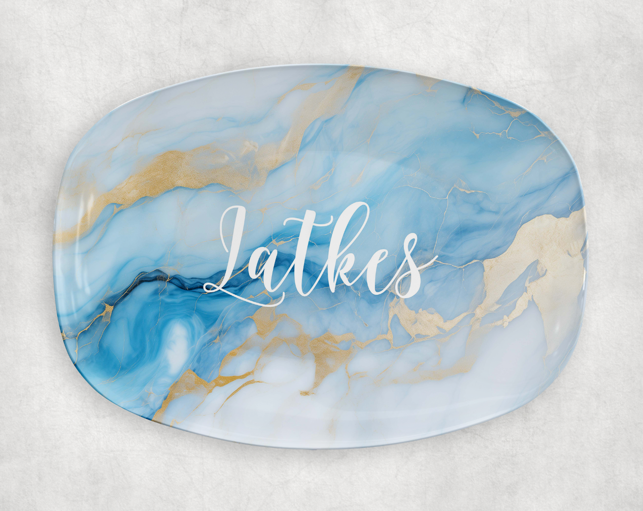 serve it up designs - Wholesale Platter - LIGHT BLUE MARBLE LATKES PLATTER0