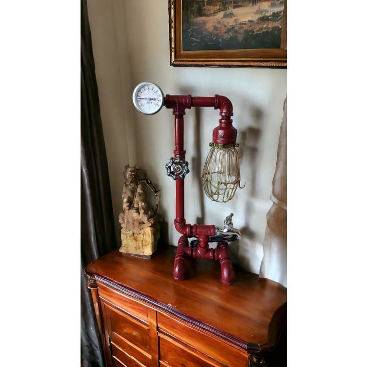 Mr. Willies Lighting - Wholesale Accent/Desk Lamp - Industrial Retro desk Lamp on metal w/ temperature gauge