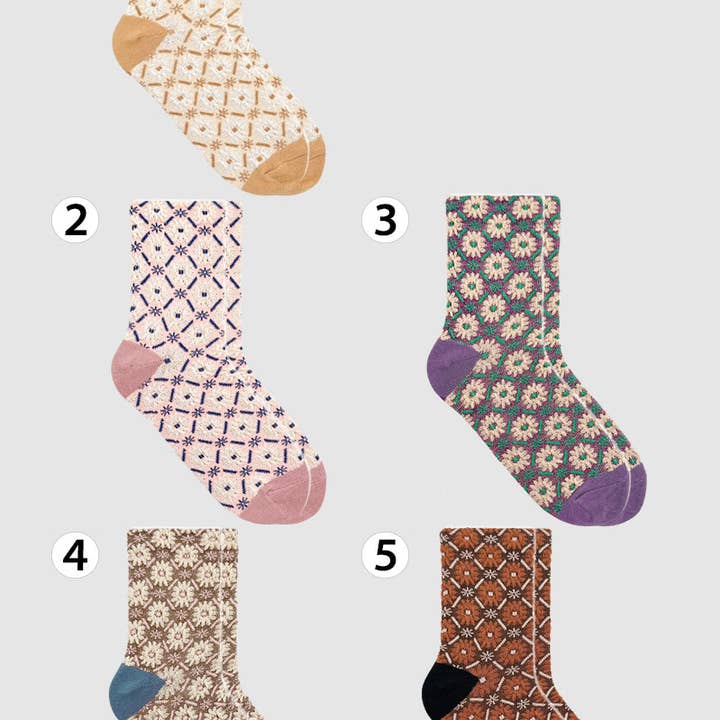 7DAYSSOCKS - Wholesale Socks - Women's - Women's Crew Vintage Flower Socks8