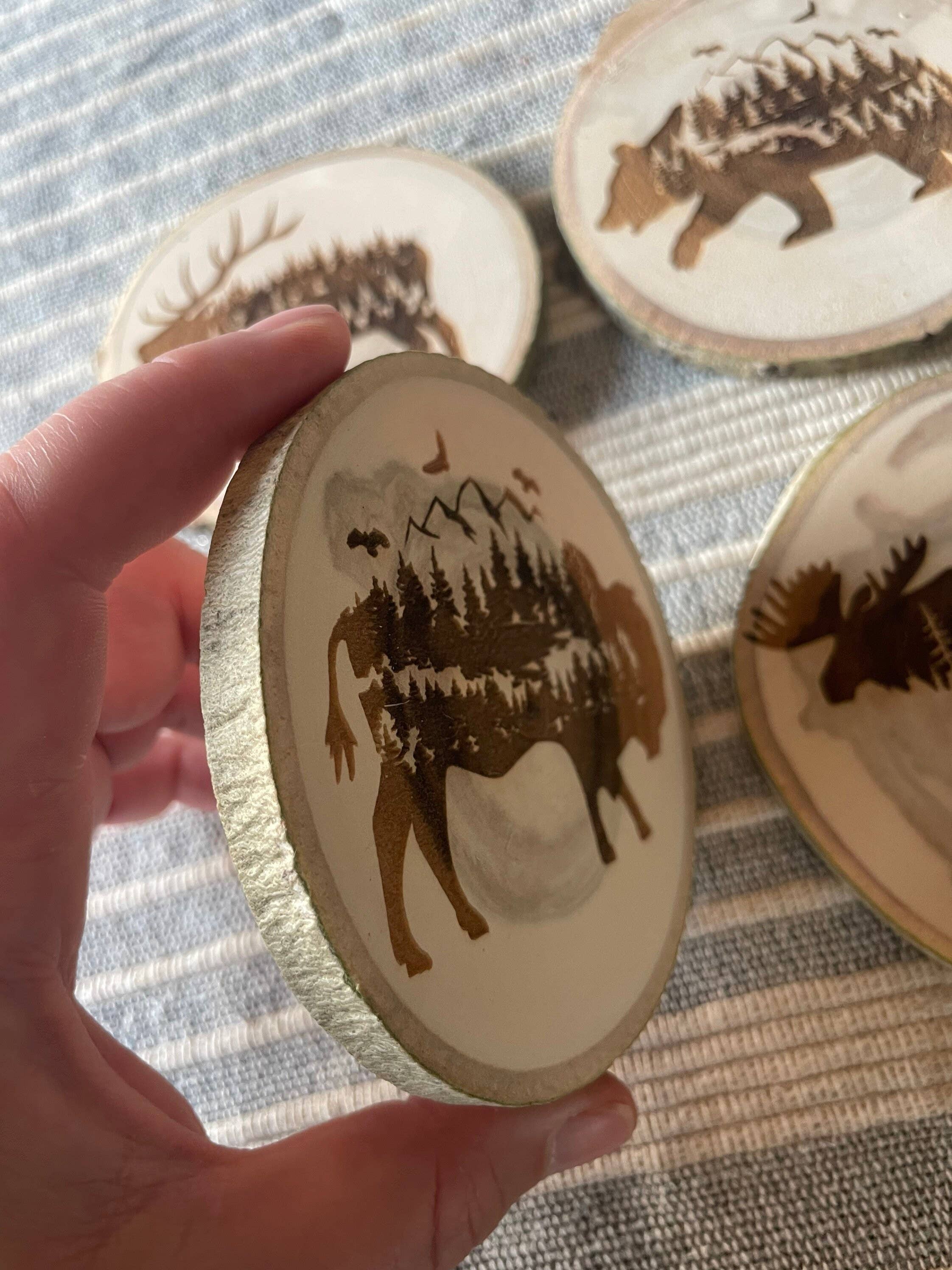 Parks Art Collection - Wholesale Coasters - Bison Coaster, Aspen Wood, Laser Engraved, Buffalo Art3