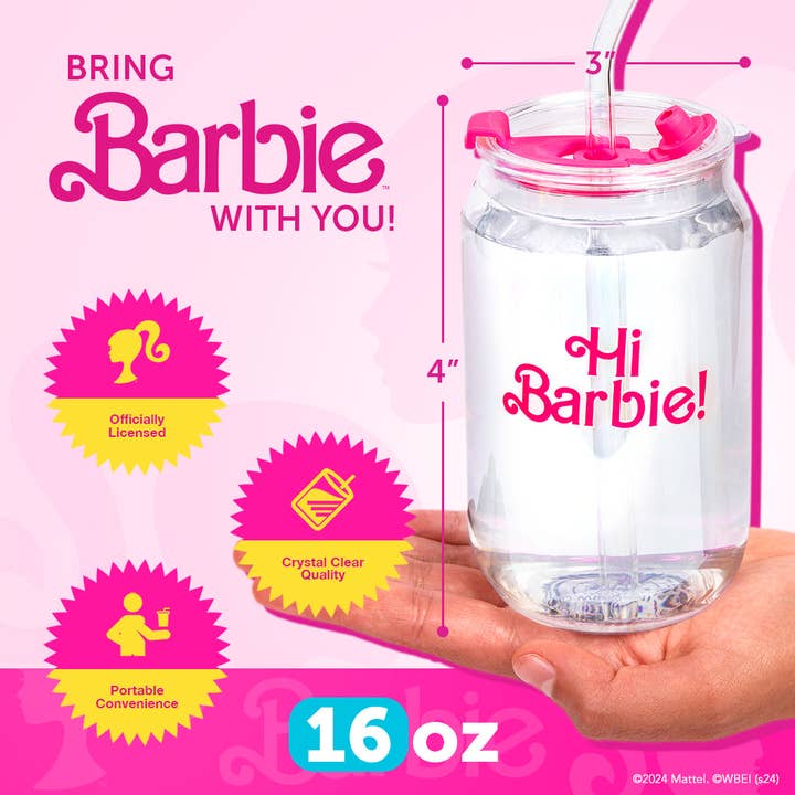 Dragon Glassware - Wholesale Drinking Glass/Cup - Barbieâ„¢ The Movie - Hi Barbie! Hi Ken! Drinking Glasses